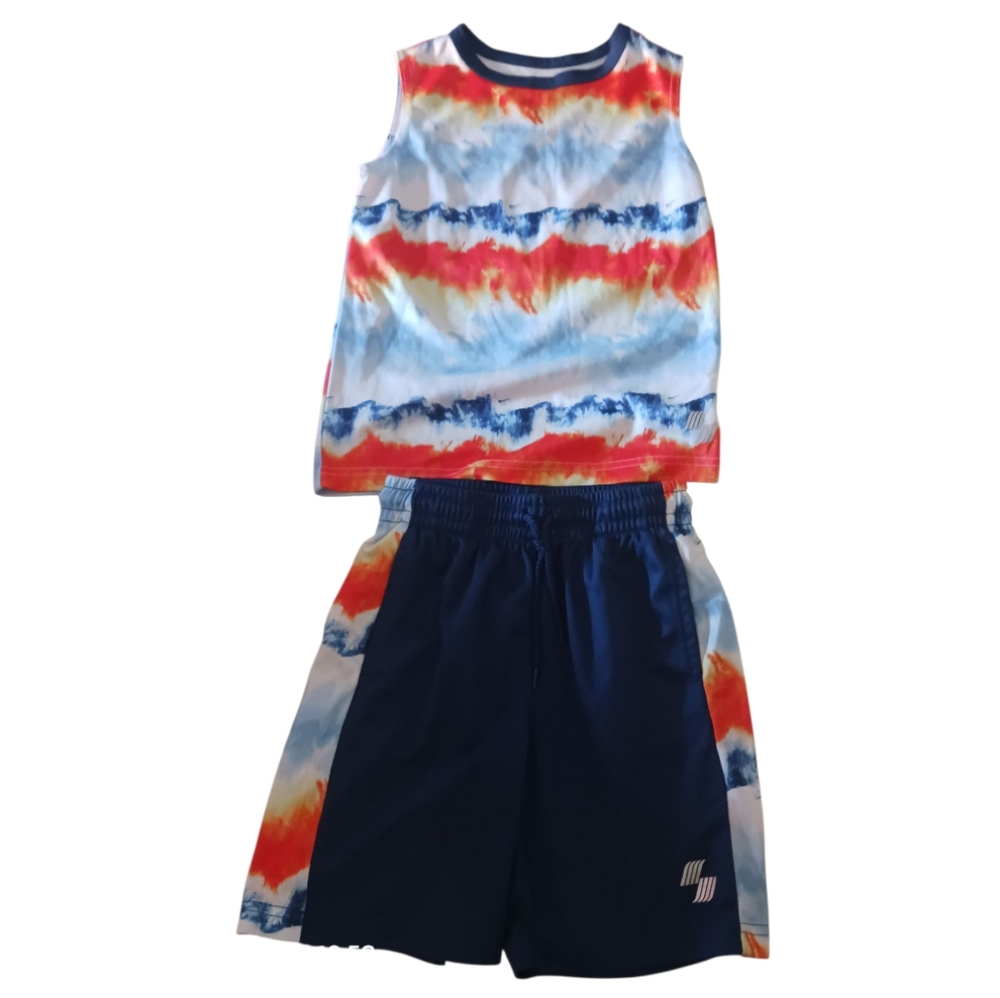 The Children's Place Sport Red and Blue Athletic Tank Top And Shorts